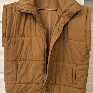 Pink Lily Brown Boxy Puff Vest